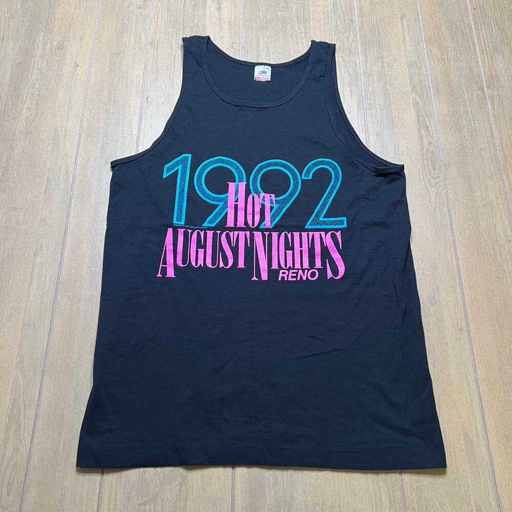 Vintage 90s Hot August Nights Reno Men's Tank Top Black‎ Sz L